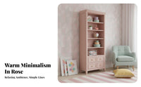rose Color complimentarystanding shelving multi-tier with Drawers Floor-Standing Multi-Tier Shelving multi-tier with Drawers Minimalist Design shelving multi-tier Multifunctional for Apartment Dwellers, residents, Bedroom, Home Office, Playroom, Entryway