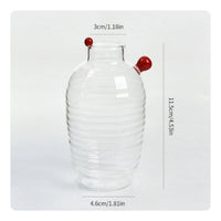 Small-Mouth Glass Vase with Ribbed Texture Compact Ribbed Glass Bottle Vase Textured Single-Stem for Minimalists, Tabletop, Hydroponics, Home Decor