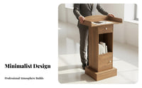 Stable Base Modern Presentation Podium Sturdy Structure Floor Standing Lectern Easy Assembly Standing Speech Desk Large Tabletop for Event Hosts, Receptionists, Conference Rooms, Lecture Halls, Auditoriums, Auditorium