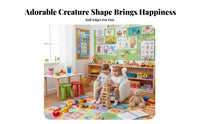 Removable and launderable Cover CreatureThemed Loveseat Cute Cartoon Design kids' Furniture durable Wood Frame children's Seating Easy to Clean for Toddlers, Preschoolers, Parents, Kindergarten, Daycare, Playroom, storytime corner