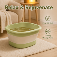 Portable Foot Spa, Square Foot Bath Soaking Tub with Handles, for Tired Aching Feet, Home Pedicure, 8 cm Folded