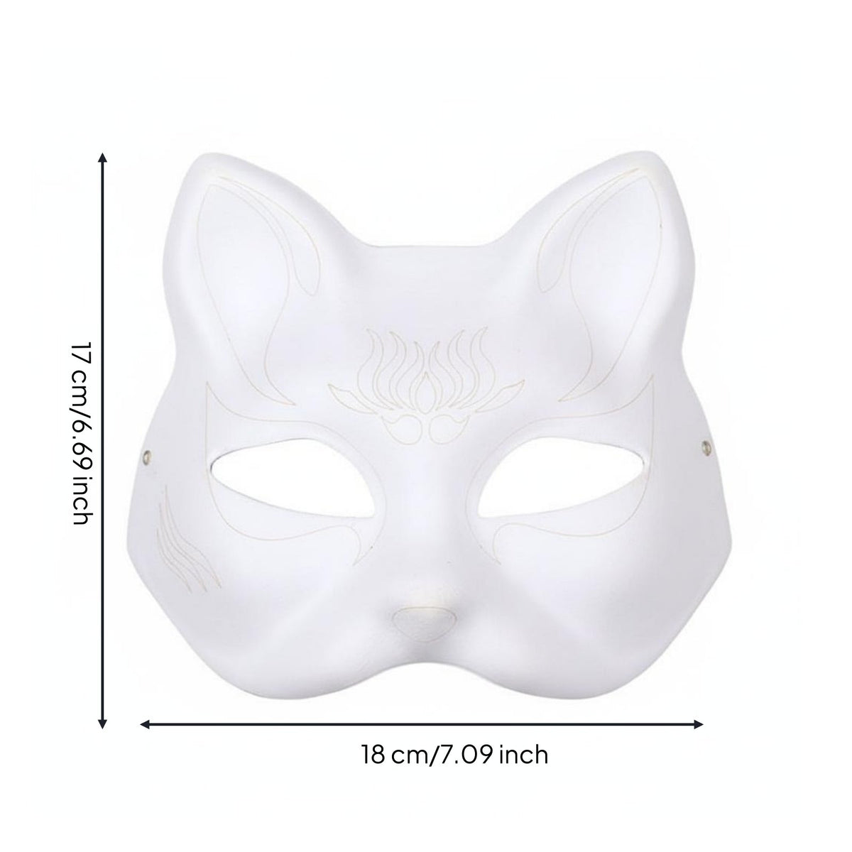 Paintable Cat Mask Lightweight Blank Cat Mask Reusable for Halloween, Festivals