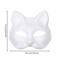 Paintable Cat Mask Lightweight Blank Cat Mask Reusable for Halloween, Festivals