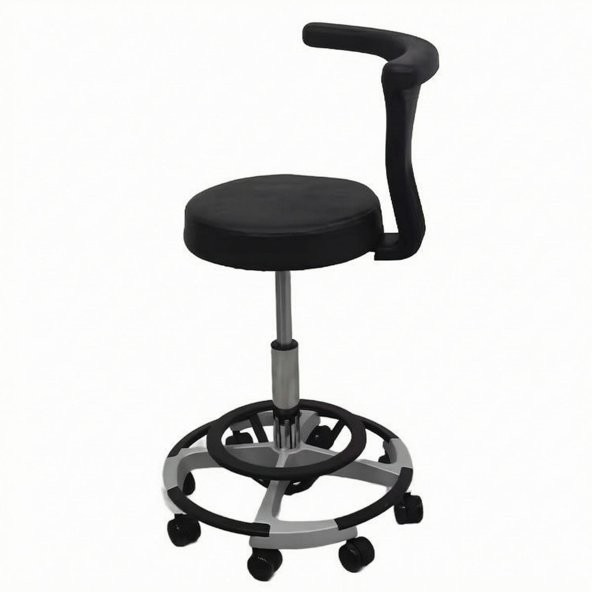 Medical Stool with Back Foot Footrest Office Seating Chrome Finish Seat