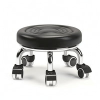 Upholstered Low Stool Compact Rolling Stool Comfortable Rolling Seat Soft for Pedicurists, Stylists, Salon, Workspace, Home Office