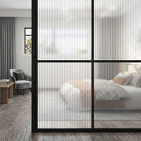 Window Film Privacy with Frosted Window Film Striped Pattern, Privacy Film for Home Office and Bathroom, Waterproof 1.2m Wide PVC Material