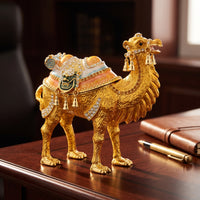 Camel Figurine Jeweled Camel Ornament Gold-Toned for Decorators