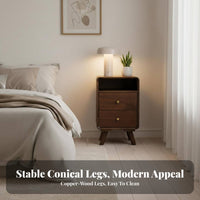 Modern Design Smart Nightstand Built-in Press Light Smart Nightstand with 2 Drawers Integrated LED Lighting Bedside Table Space-Saving for Homeowners, Apartment Dwellers, Tech Enthusiasts, Dorm Room, Home Office