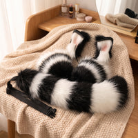 Cosplay Ears and Tail Set Adjustable Furry Ear Headband with Tail Versatile Costume Accessories for Cosplayers