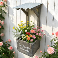 exposedTop Wooden Wall Planter Decorative Text Corrugated Roof Planter Garden Planting Box
