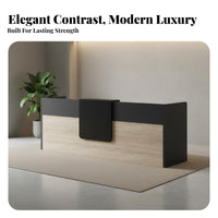 Thickened Desktop Office Personnel Desk Scratch Resistant Modern Reception Desk Long-Lasting Construction Two-Tier Reception Counter Easy to Clean for Receptionists, Business Owners, Company Entrance, Retail Shop, Checkout Area, Medical Office