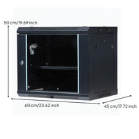 Cold-Rolled Steel Construction Wall Mount Network Rack Tempered Glass Door Wall Mounted Equipment Cabinet Good Ventilation IT Equipment Cabinet Adjustable Shelf for Home Workspace Enthusiasts, Surveillance System