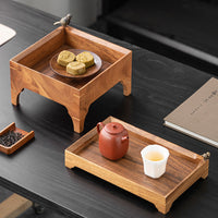 Solid Wood Tea Tray with Wood Grain, Small Chinese Style Storage Tray