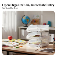 Multi-Tier Desk Organizer Easy Reach Stackable Sliding Tray Sturdy Construction
