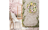Artificial Flower Wreath No Maintenance Floral Door Wreath Indoor Outdoor Faux Floral Hoop for Holiday