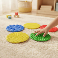 4 Pieces Textured Sensory Massage Pad Silicone Sensory Disc Stimulating Mat Soft for Toddlers
