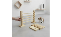 Natural Wood Wooden Bunny Jump Bar Tool-Effortless Assembly Adjustable Rabbit Hurdle Sturdy & Long-Lasting Small Pet Training Jump Promotes Healthy Exercise for Beginners, Indoor