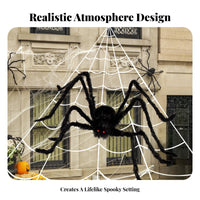 Giant Cobweb Set Kit Furry Arachnids Artificial Cobweb Set Indoor & Outsidedoor Use Easy to Install for Residents, Porch
