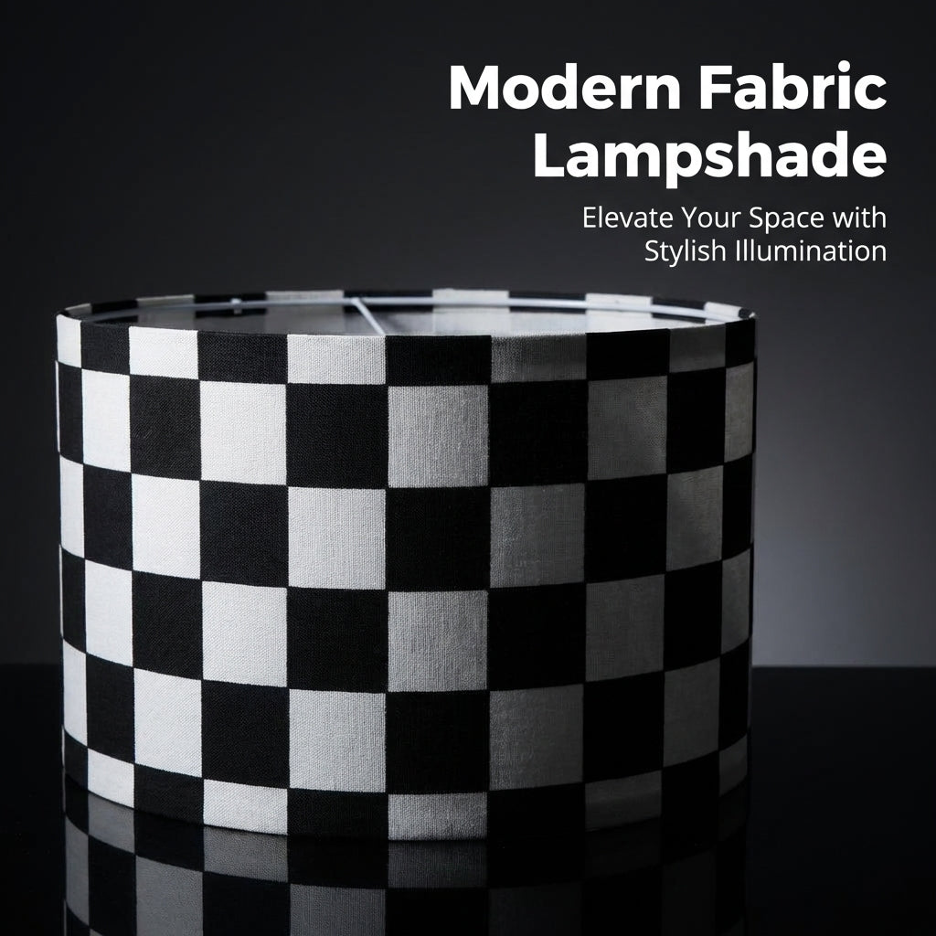 Light Shade with Detachable Grid Pattern for Easy Installation, Textile Lampshade for Table and Ceiling Cloth for Living Room