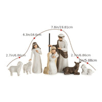 7 Pieces 7 Piece Nativity Set Tabletop Display Holy Family Figurines for Mantel