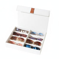 Oxford Cloth Sunglasses Storage Case Scratch-Resistant Soft Lining Eyeglass Display Box Dustproof Eyewear Display Box Elegant Design for Dresser Top, Drawer, Closet