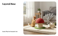 Scratch-Resistant Red Toadstool Cat Tree Sturdy and Stable Toadstool Cat Scratching Post With Dangling Toy Pet Furniture Space-Saving for Kittens, Small Cats, Living Room, Bedroom