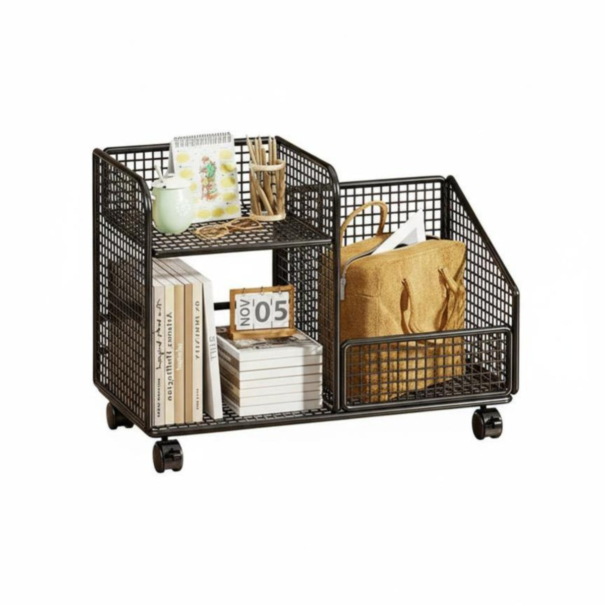 With casters Rolling Book mobile storage unit Space-Saving MultiTiered Wheeled mobile storage unit multipurpose Use book mobile storage unit Large Capacity for Students, downice Workers, Living Room, Bedroom, Classroom, Narrow areas