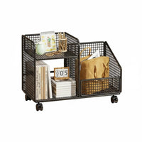 With casters Rolling Book mobile storage unit Space-Saving MultiTiered Wheeled mobile storage unit multipurpose Use book mobile storage unit Large Capacity for Students, downice Workers, Living Room, Bedroom, Classroom, Narrow areas