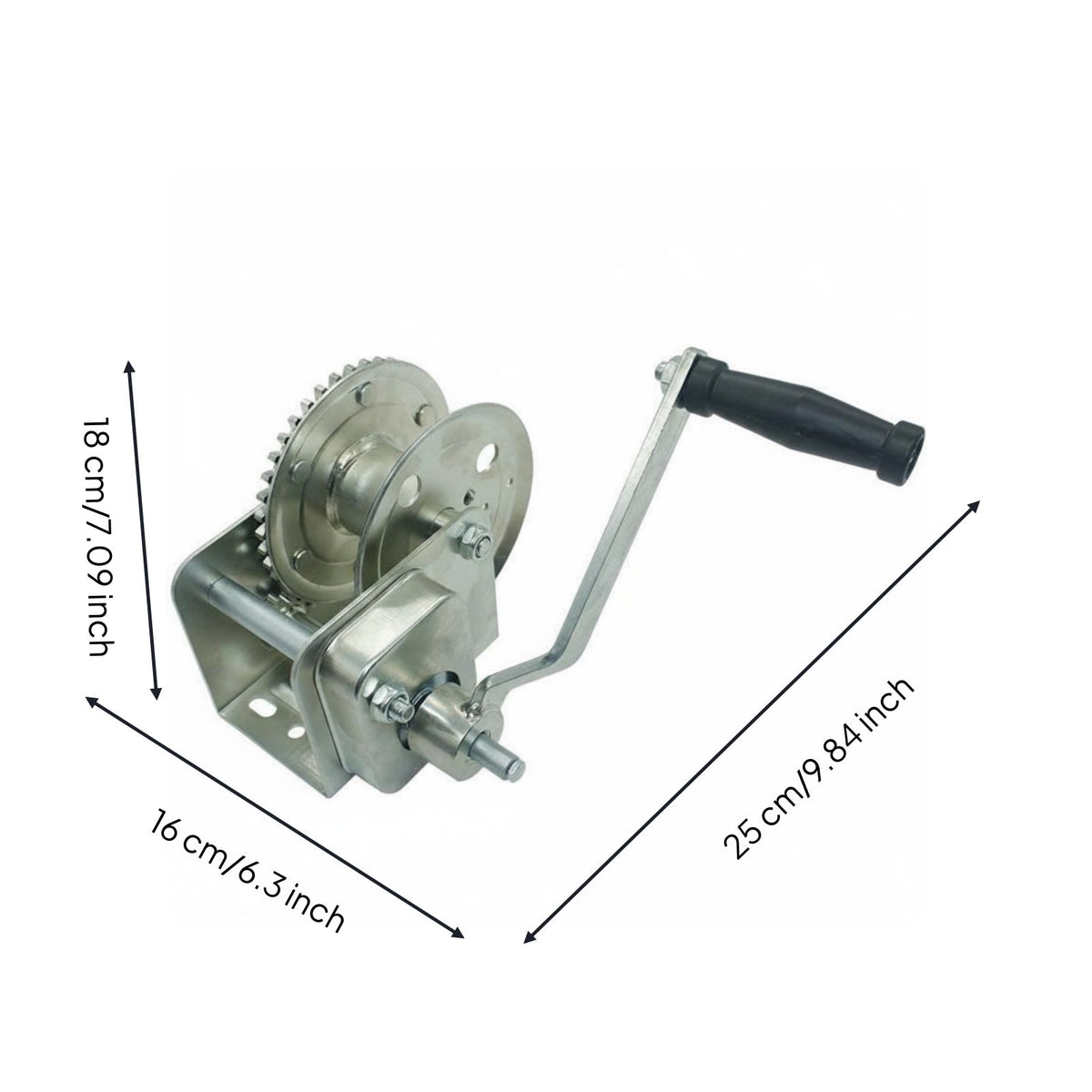 1200Lb Brake Winch Bidirectional Self-Locking Trailer Winch Heavy Duty Vehicle Accessory for Marine