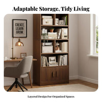 particle-resistantresistant Design Floor-Standing shelving unit with Doors Large Capacity Tall shelving unit with Cabinet Space-Saving Display Case Easy Assembly for Book Lovers, Collectors, Homeowners, Living Room, Study, Bedroom
