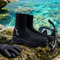 Zippered Diving Shoes with Zipper Shielding Neoprene Booties with Hard Sole Abrasion-Resistant Diving Booties Flexible for Divers, Snorkelers, Surfers, Snorkeling, Surfing, Beach Walking