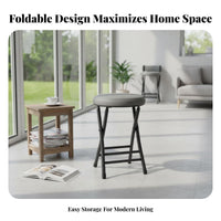 Foldable Design Round Folding Stool Space-Saving Round Top Folding Chair Padded pad Portable Seat pre-assembled for Students, event seating Hosts, Living Room, Bedroom, Indoor, Small Apartments
