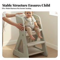Multifunctional Infant High Chair 5-Point Harness High Chair with Removable Tray Easy to Clean Feeding Seat for Infants, Mealtime, Study, Fun Time