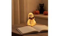 Night Light Cute Lamp with Book Warm Golden Halloween Figurine for Kids, Bedroom, Reading Corner
