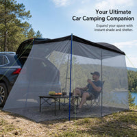 SUV Car Tail Tent with Mosquito Net, 270-Degree Surround, Sun and Rain Protection