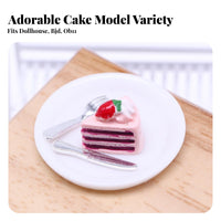 Realistic Intricacy Dollhouse Dessert Plate Handmade Look Miniature Cake Slice Set for Hobbyist S, Adults, Dollhouses, Miniature Scene S