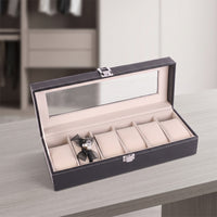 Watch Display Box Black Watch Case with Window Dustproof for Home Storage