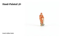 1:64 Scale Cleaner Figure Three-Dimensional Printed Miniature Worker Tiny Street Cleaner Model Highly Detailed for Dioramas