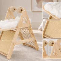 Wooden Cat Tree with Cushioned Perch Space-Saving Cat Climbing Frame Cozy Pet Furniture Soft for Kittens