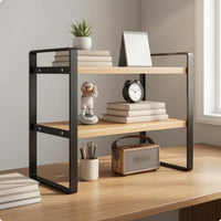 Two-Story Desktop Shelf Minimalist 2-Tier Desk Storage spaceSaving for Dorm Room