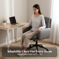 Height Adjustable Armless Upholstered Rolling Chair Ergonomic spine Support Desk Seat 360-Degree rotate Office Furniture contourd spinerest for Students, Home Workers, Adults, Study Room, Nail Salon, Bedroom