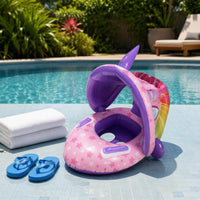 Stable Seat Design Canopy Baby Buoyant Float Skin-Friendly Inflatable Sun Shade Buoyant Float Superior Buoyancy Dinosaur Swim Float UPF 50+ for Babies, Toddlers, Kids, Pool, Beach