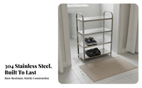 Space-Saving Stainless Steel Shoe Rack Reinforced Design Multi-Tier Shoe Shelf Heavy Duty Multifunctional for Apartment Dwellers, Homeowners, Entryway, Bathroom, Dorm Room, Small Areas