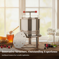Perforated Manual Stainless Steel Honey Extractor Polished Silver Honeycomb Press Threaded Screw Stainless Steel Press Horizontal Handle