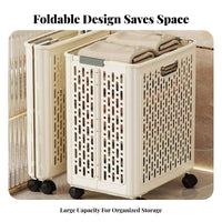 Multi-Purpose Foldable Laundry Basket with Wheels Easy Mobility Rolling Laundry Hamper Polished Edges for Families, Bathroom, Bedroom