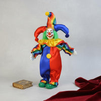 Porcelain Clown Doll Colorful Costume Hand Painted Clown Figurine Handmade Doll for Collectors, Home Decor