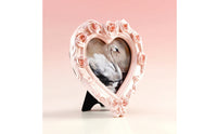 Ornate Heart-Shaped Picture Frame Rose-Relief Picture Frame with Easel Stand Vintage-Style Tabletop for Anniversary, Wedding