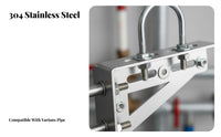 Stainless Steel Pipe Bracket Rustproof Stainless Steel Pipe Hanger Long-Lasting L-Shaped Wall Mount Bracket Heavy Duty for DIY Enthusiasts, Professionals, Outdoor, Garages, Basements, Basement