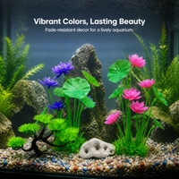 Aquarium Plastic Plants Decoration Set for Fish Tank Turtle Tank Landscaping