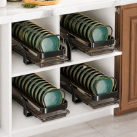 Black Carbon Steel Dish Drying Rack, Matte Pull-Out Dish Rack with Tray, Rust Resistant Dish Drainer for Limited Bench Space
